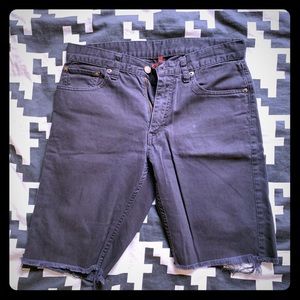 Black denim cut off shorts Uniqlo